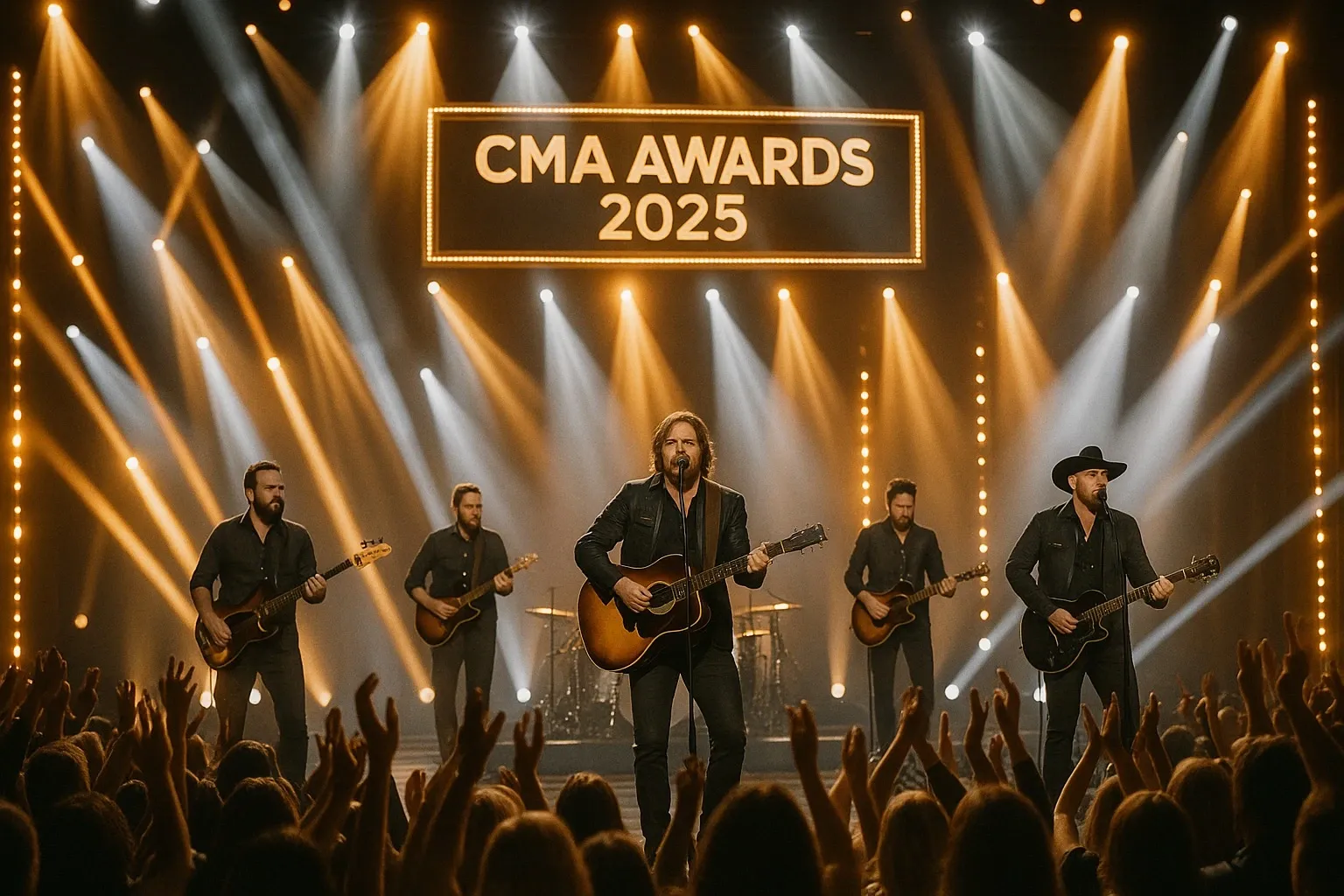 Live CMA Awards performance in front of fans.