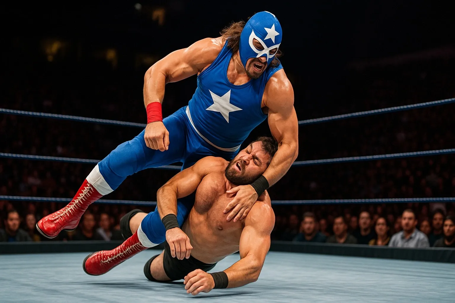 El Grande Americano wrestler performing a power slam move.