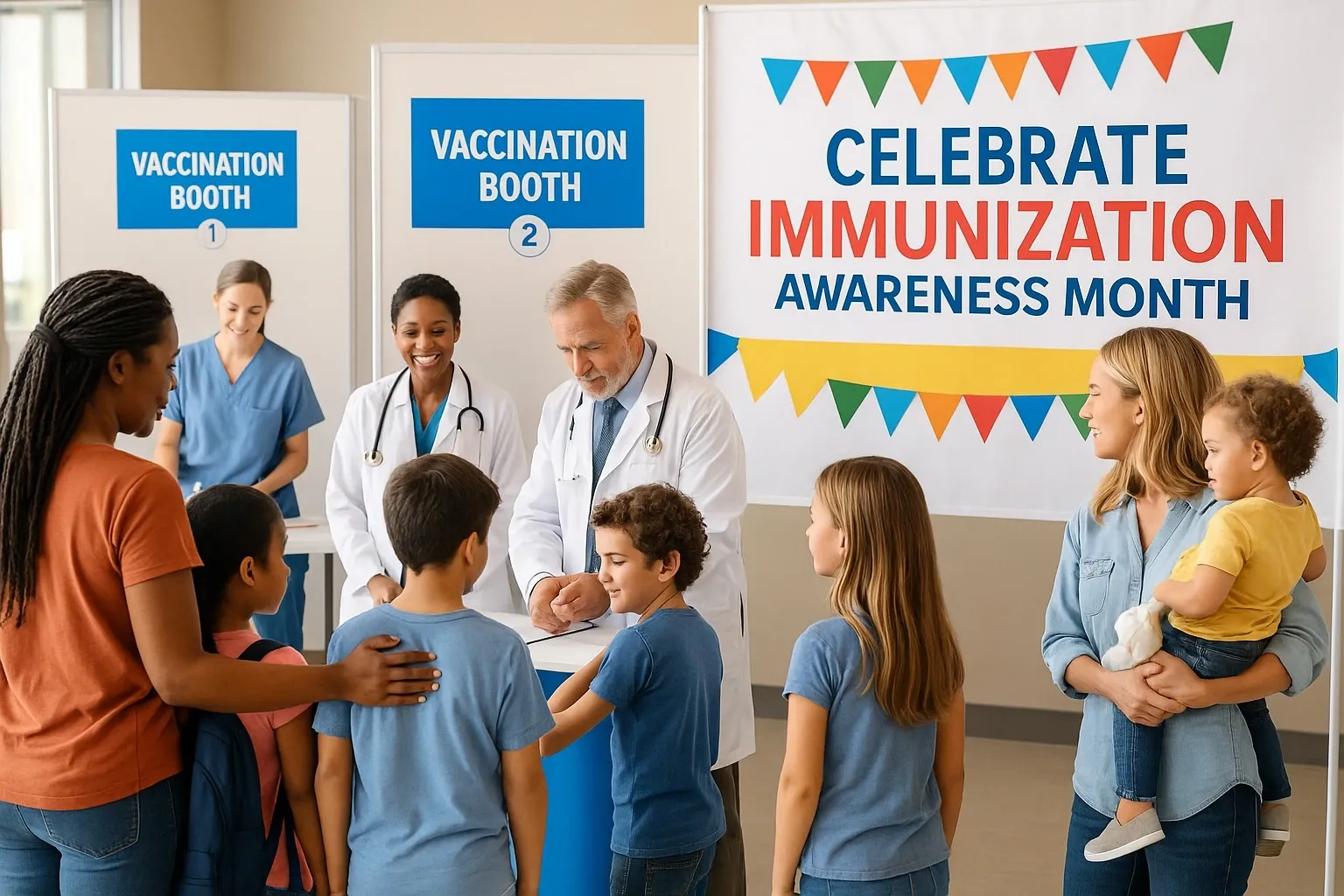 Families at Florida immunization awareness event.