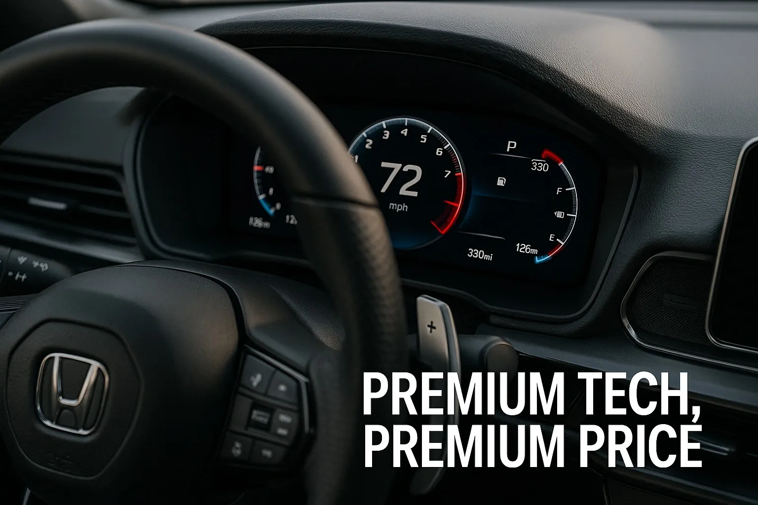 Honda Prelude 2026 interior showing digital cluster and S+ Shift controls.