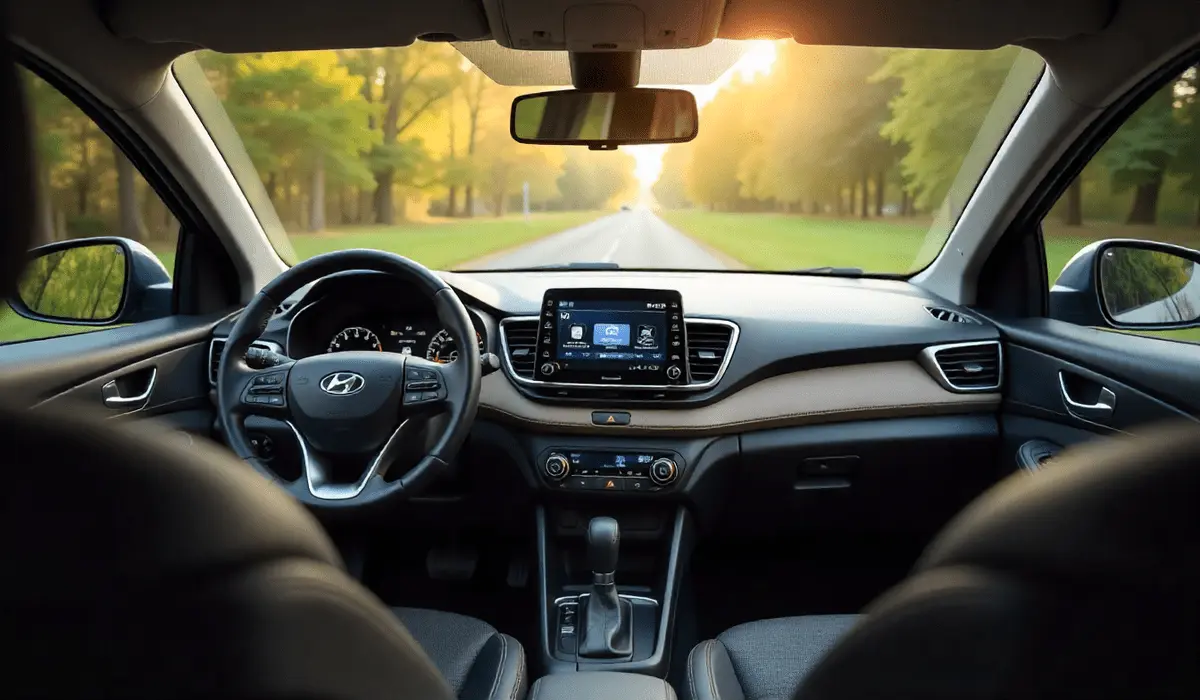 Hyundai i20 Sportz interior with infotainment system