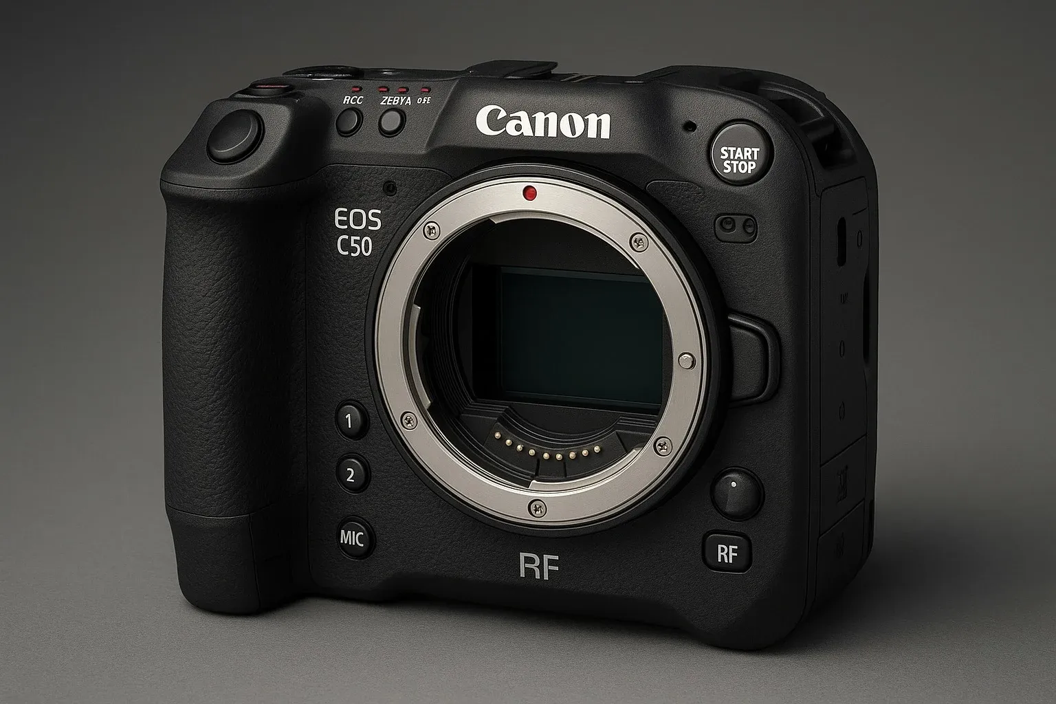 Canon C50 top handle and audio controls.