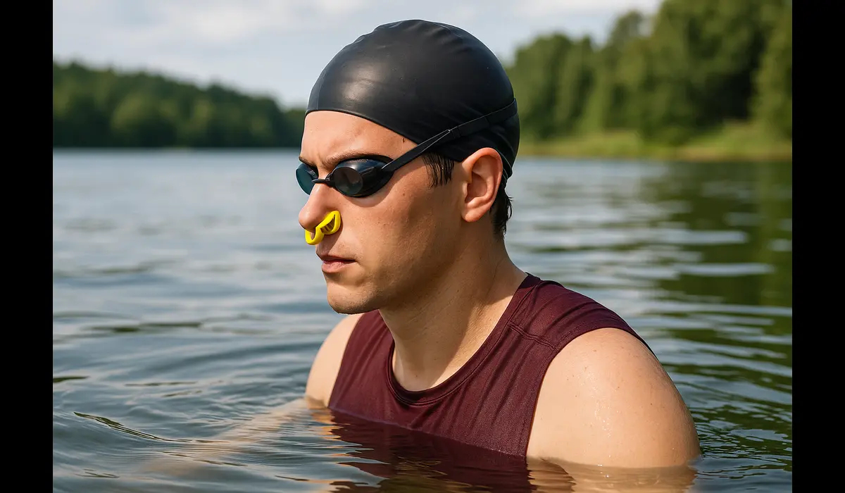Preventing brain eating amoeba with nose clip.