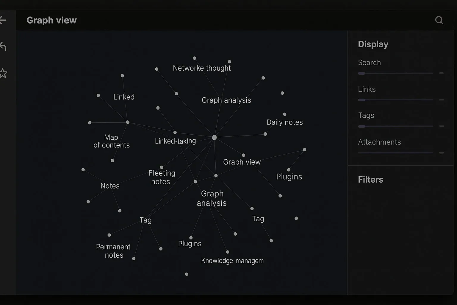 Obsidian knowledge graph with connected notes for creators.