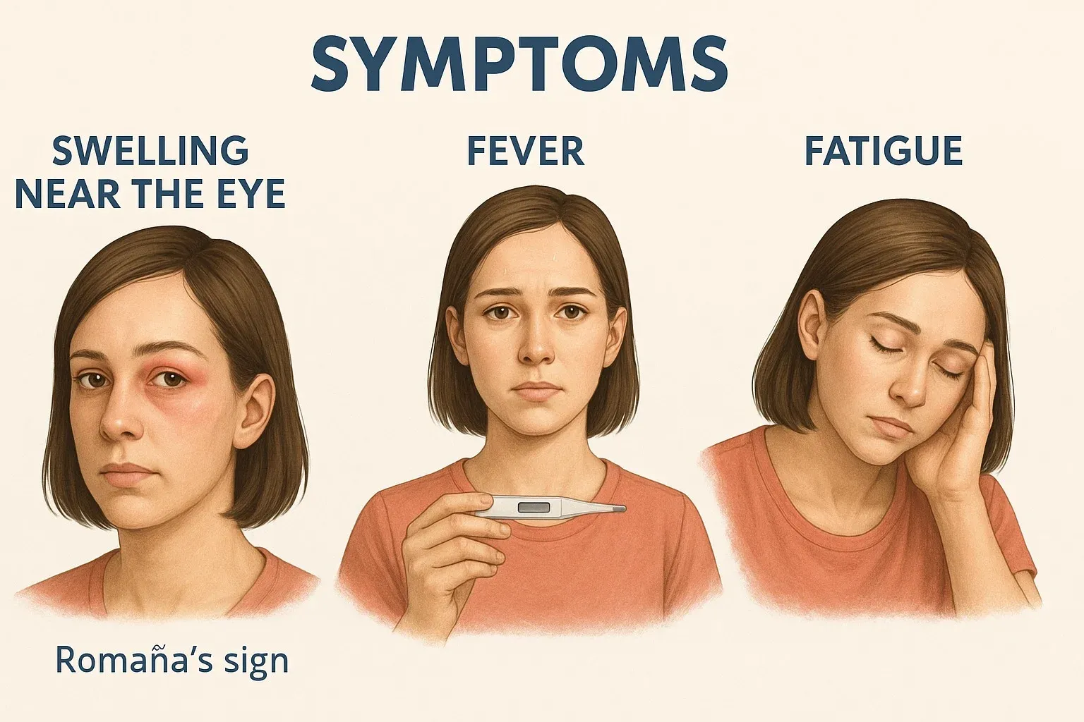 Eyelid swelling as symptom of Chagas.
