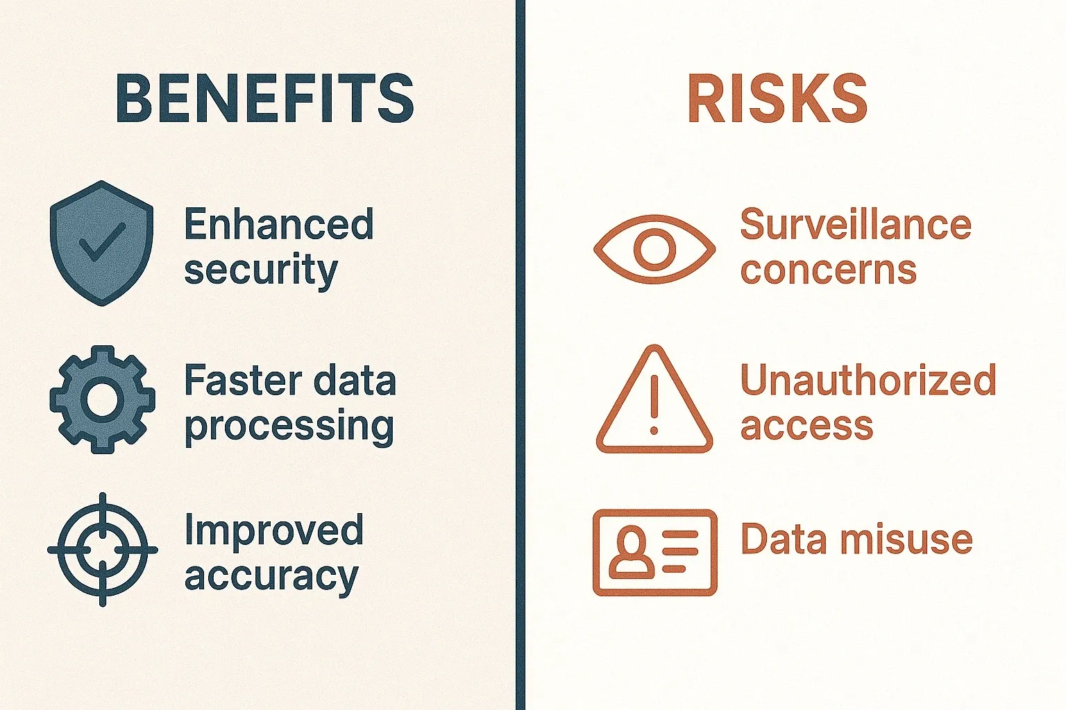 Comparison graphic showing AI benefits on one side and AI privacy risks on the other.
