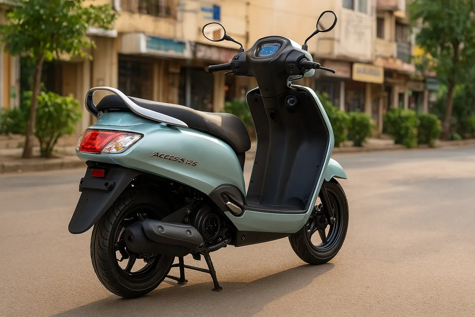 Suzuki Access 125 new model 2025 rear view in Indian city