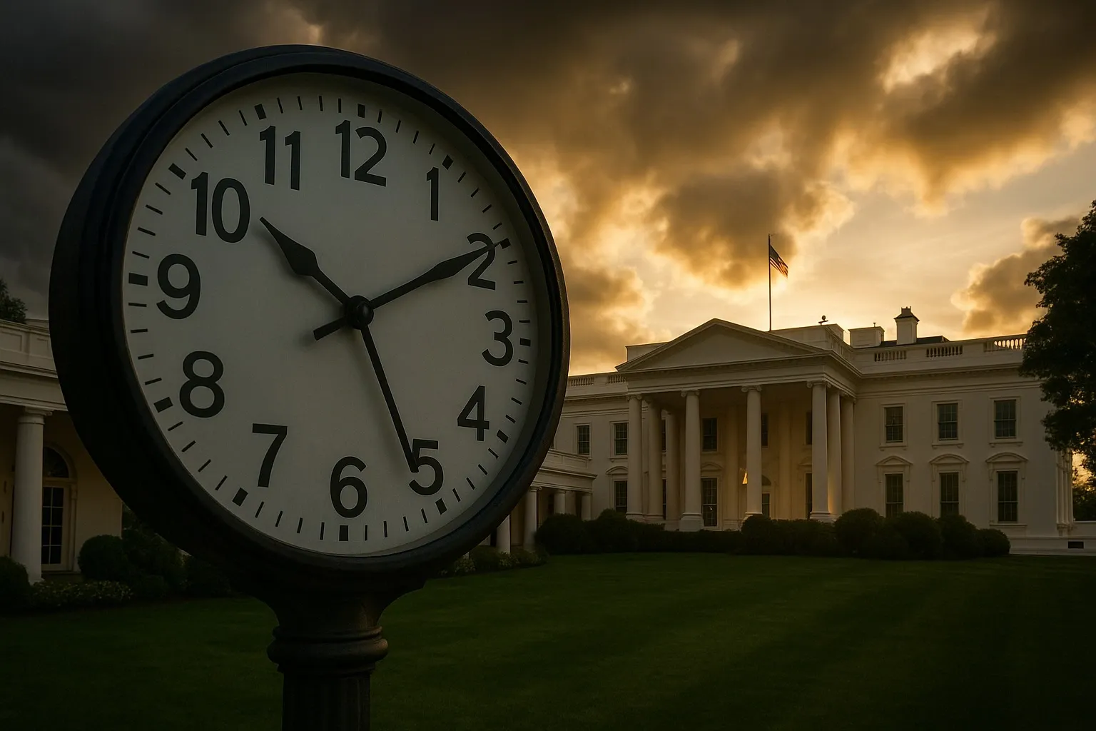 U.S. time zone map highlighting 4 p.m. ET tariff announcement.