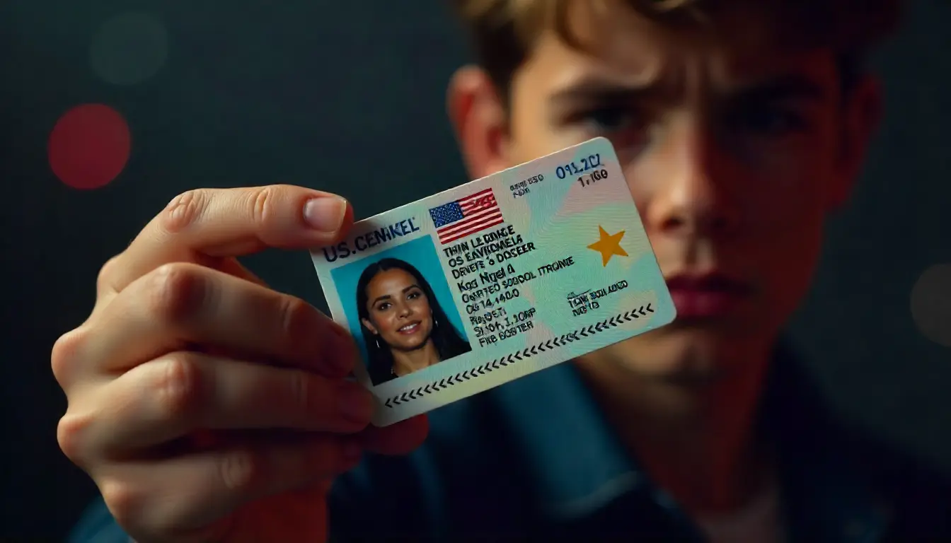 US driving license format with REAL ID star.