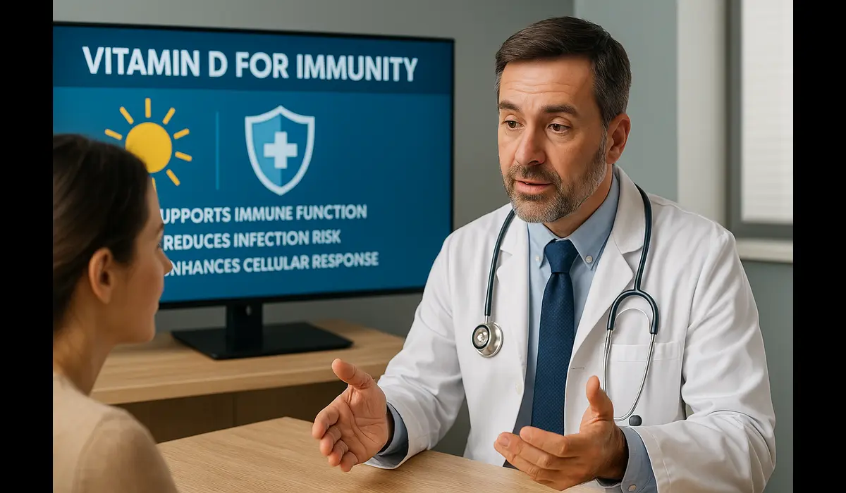 Doctor explaining why vitamin D matters for disease prevention.