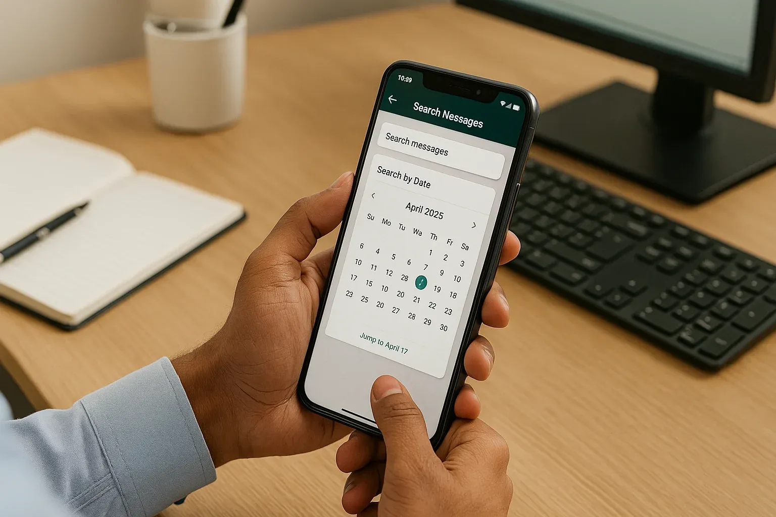 WhatsApp search messages by date India