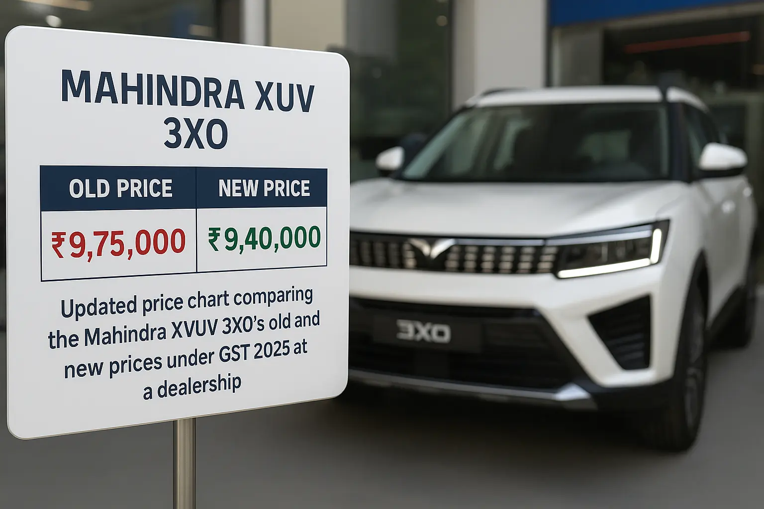 Mahindra XUV 3XO GST price chart 2025