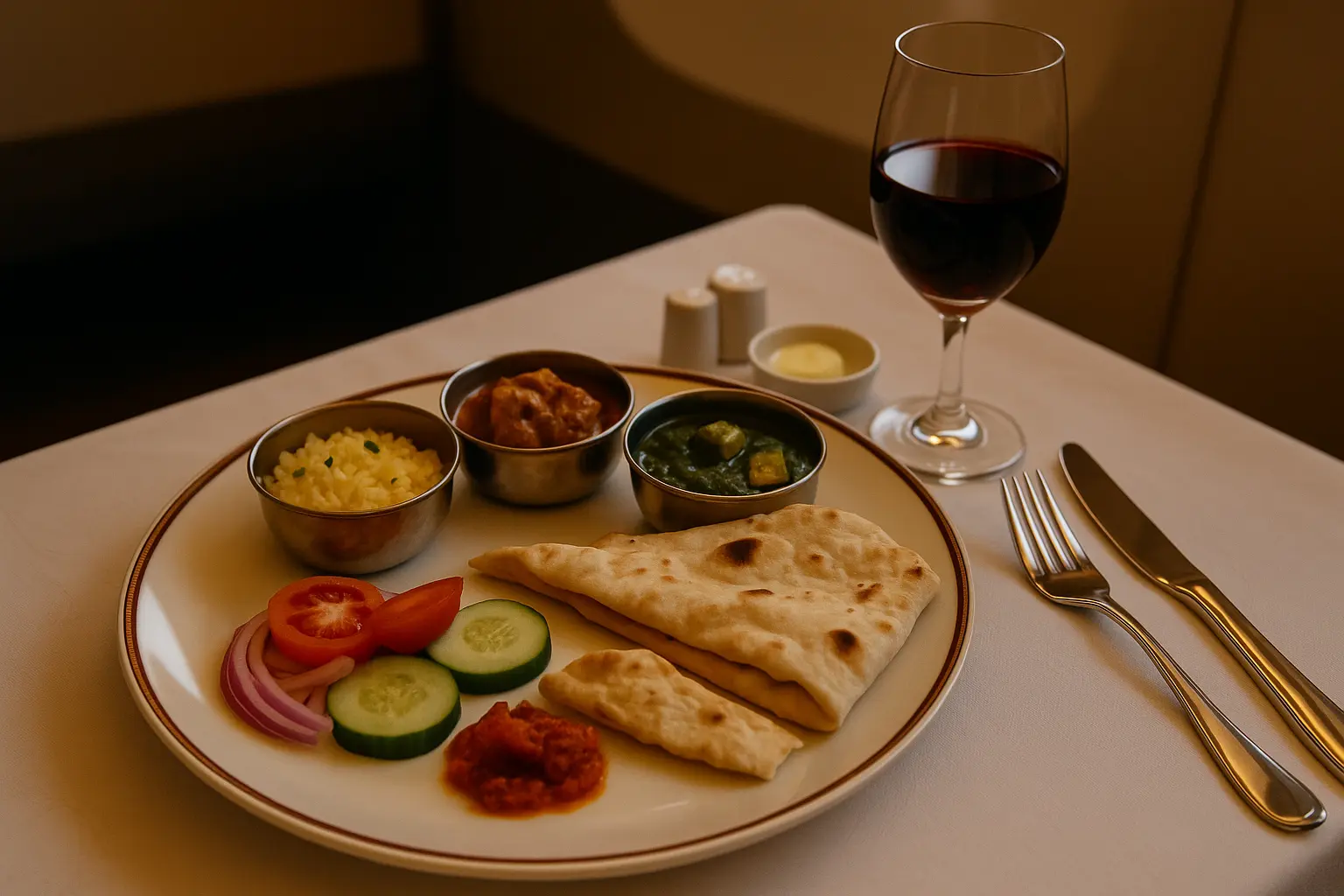 Air India business class offers gourmet dining inflight