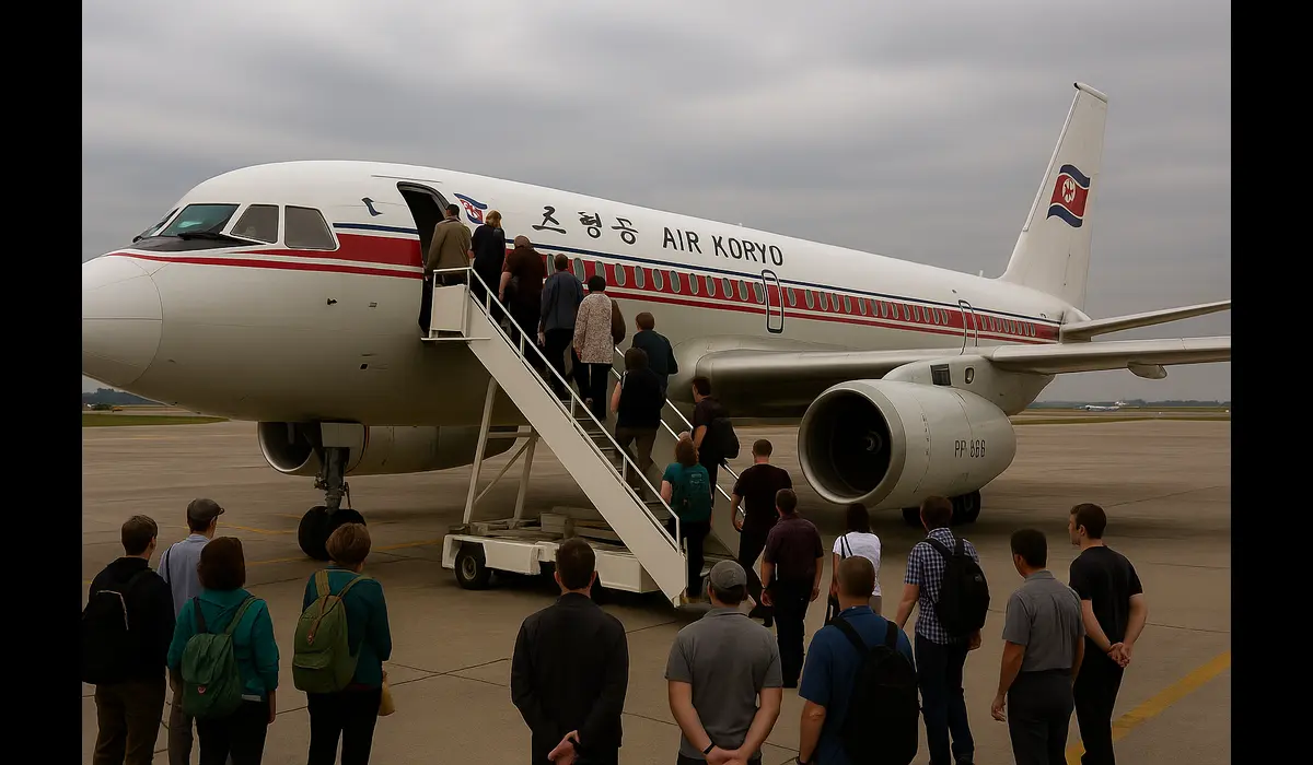 Air Koryo flight representing how to visit North Korea legally.