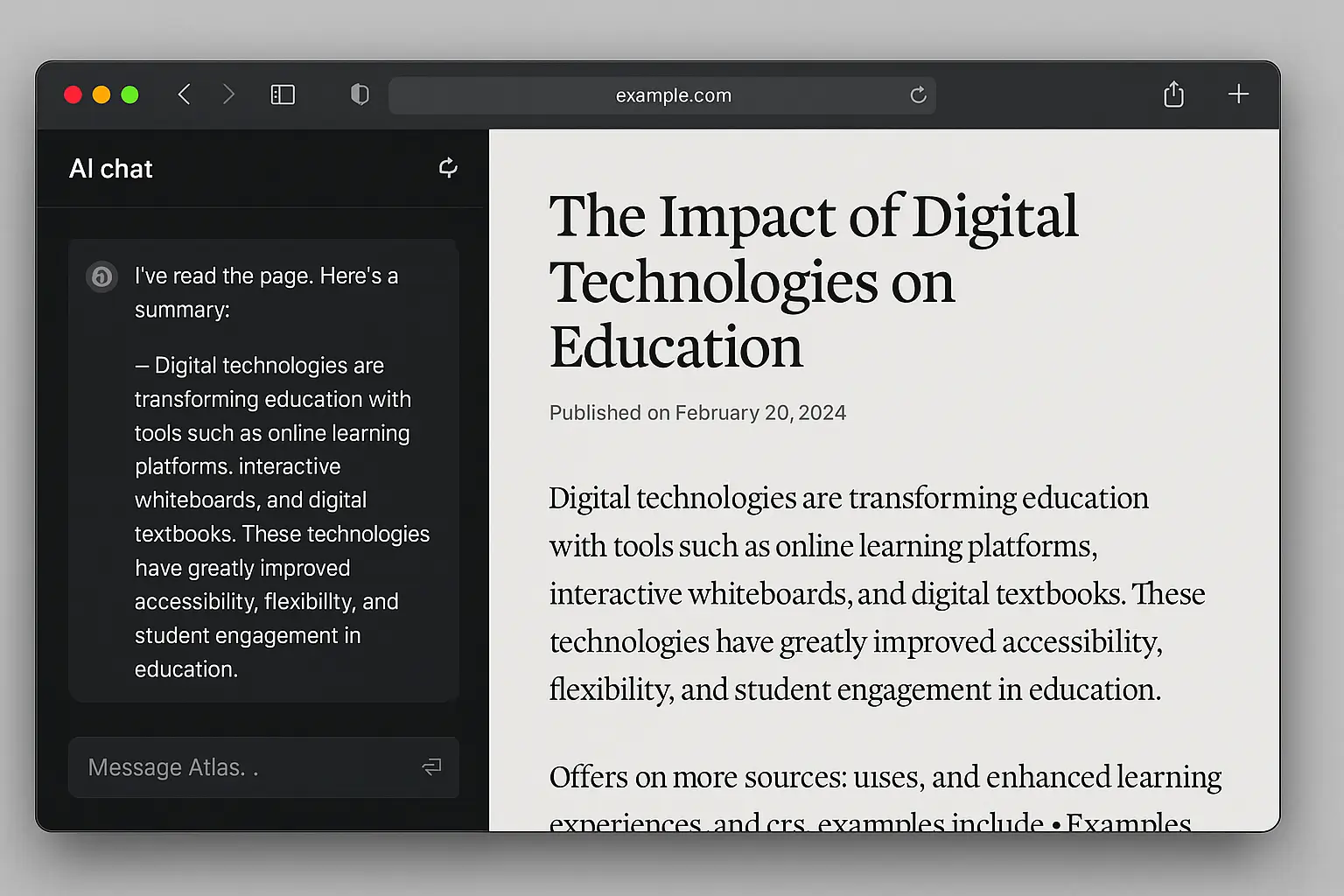 OpenAI Atlas AI browser sidebar features