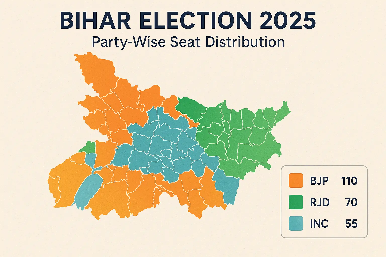 bihar election 2025 party performance map.