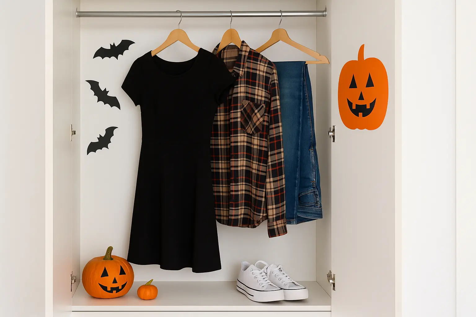 easy halloween costumes from closet – clothes arranged for costume
