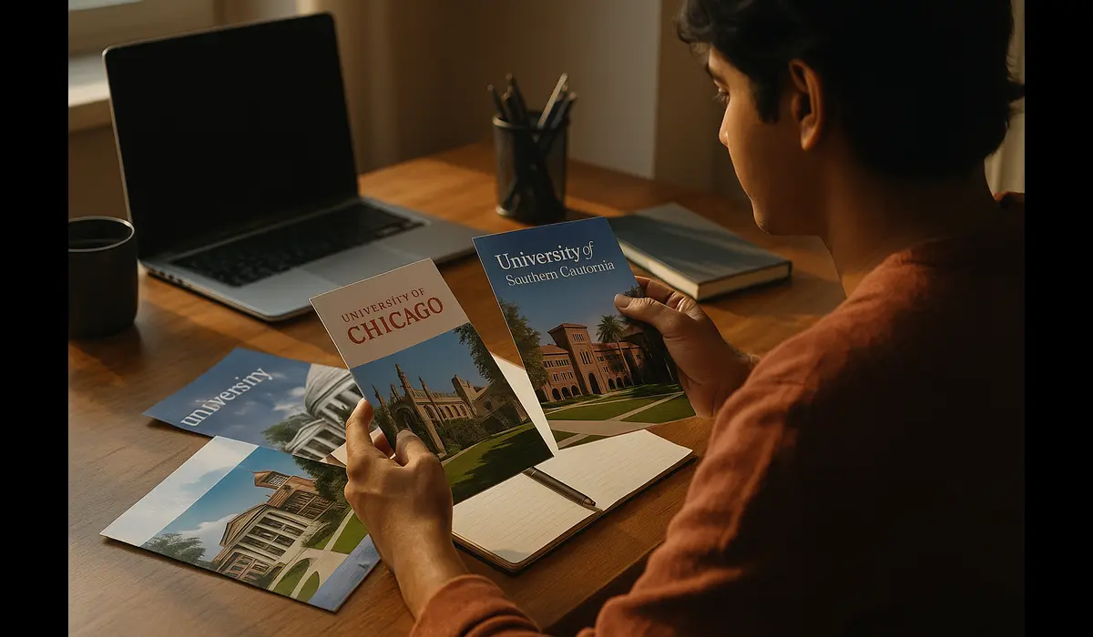 Indian student comparing universities through Education USA.