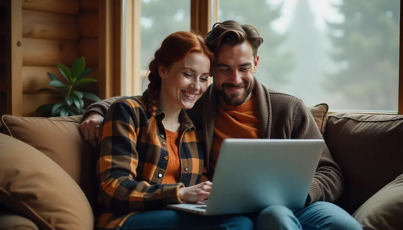 Couple using budgeting apps in 2025 for shared finances.