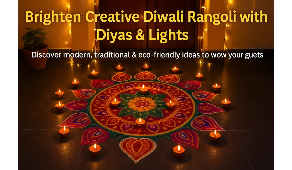 Diwali Rangoli Magic: Diyas & Lights Ideas Creative Diwali rangoli designs with diyas and lights 2025.