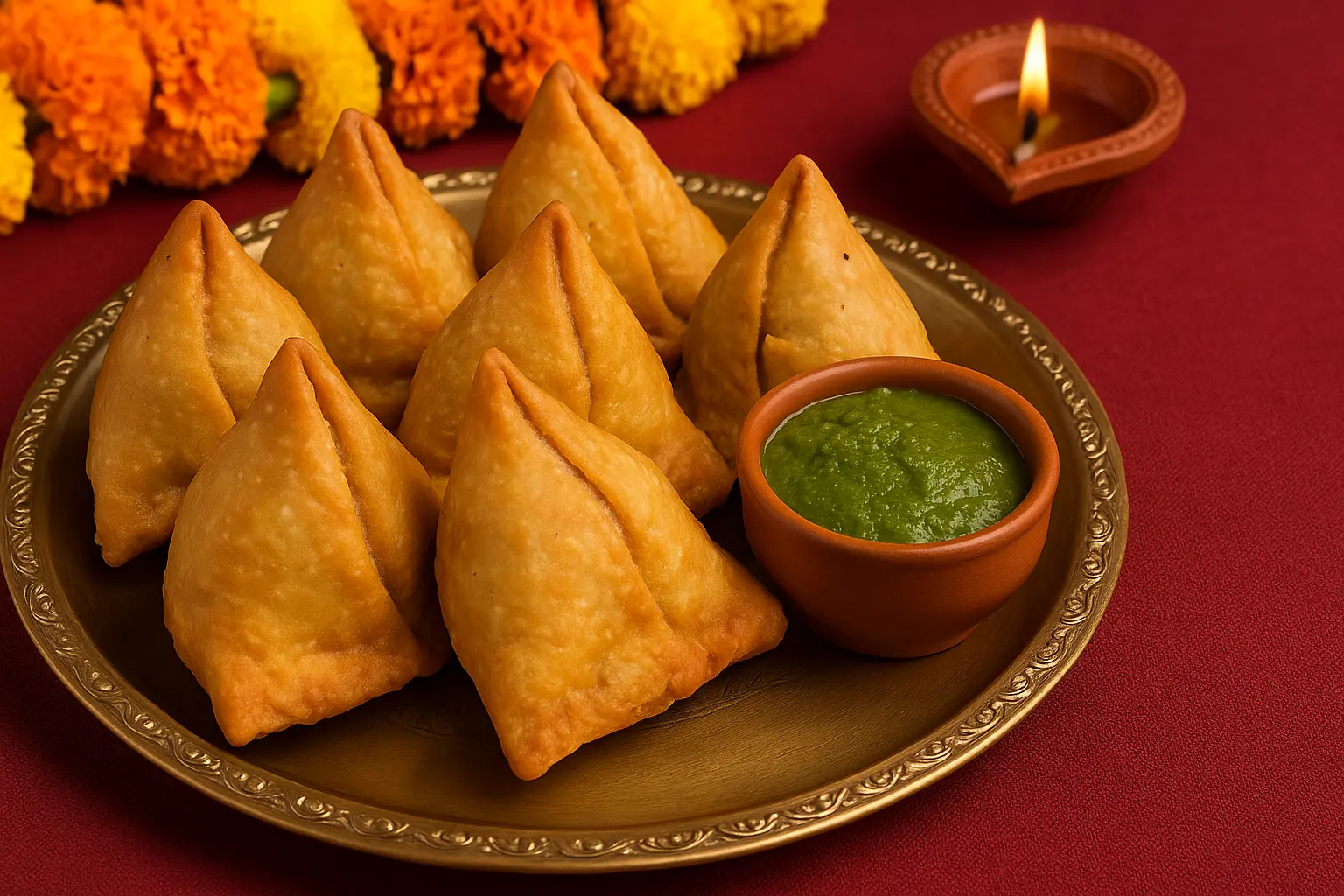 diwali snacks recipes at home – samosas with chutney
