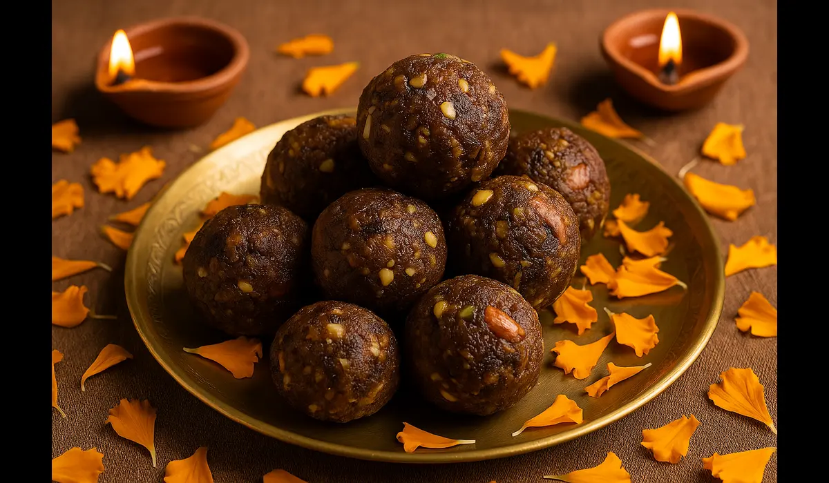 Healthy Diwali food recipes dry fruit laddoos with jaggery.