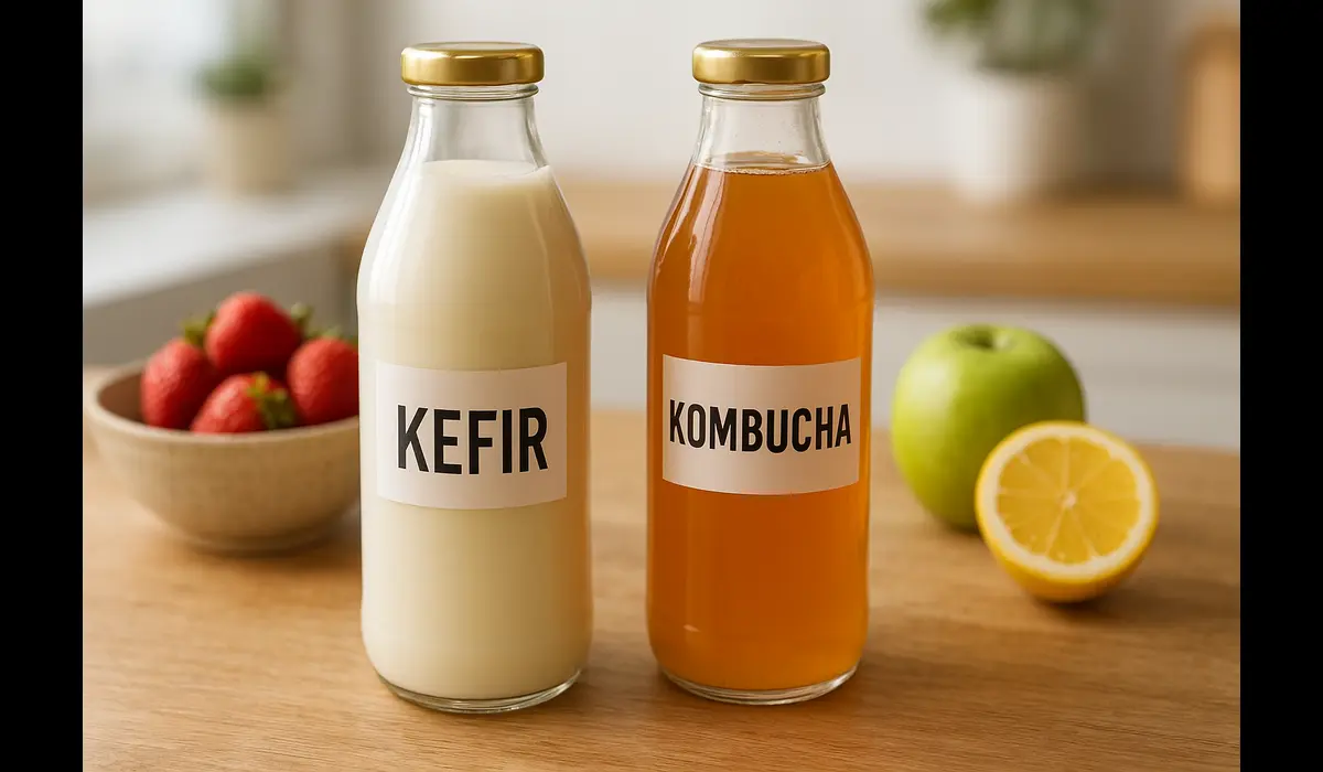 Kefir and kombucha superfoods for gut health USA.