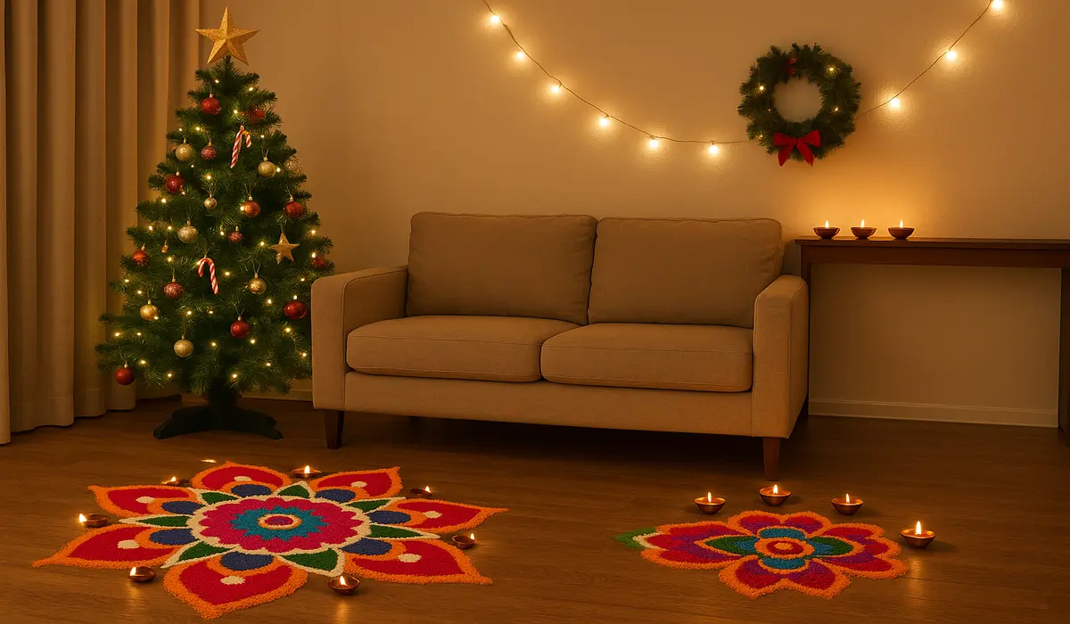 Blending Indian and American Christmas traditions in an Indian-American home.