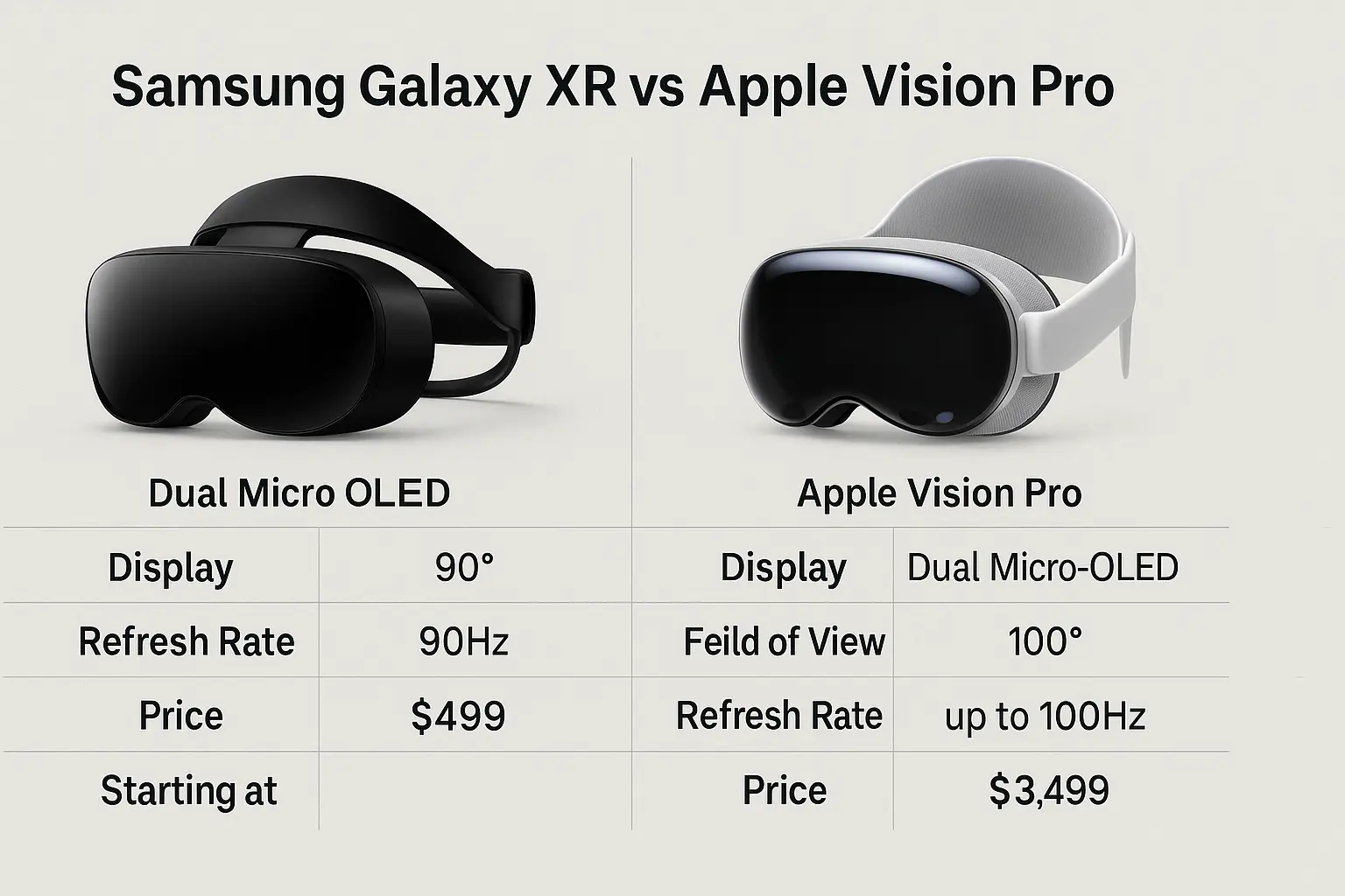 Samsung Galaxy XR headset vs Apple Vision Pro