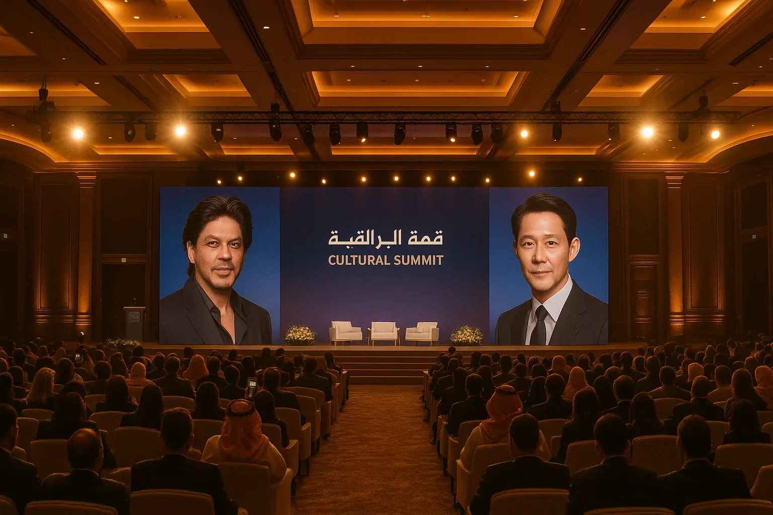 Shah Rukh Khan and Lee Jung Jae global event stage