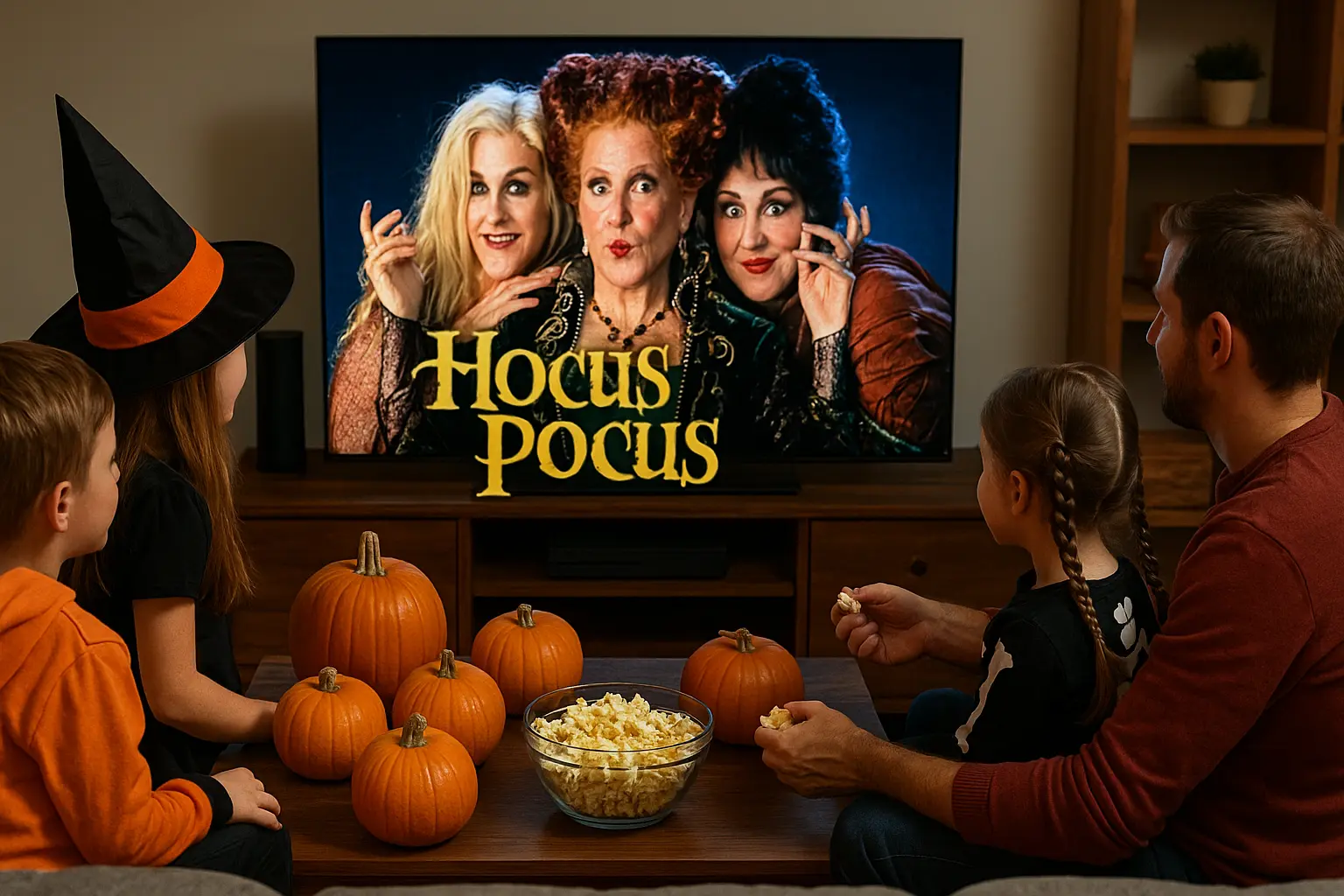 Family-friendly scary movies Halloween night in the US.