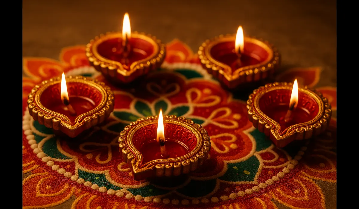 Decorative clay diyas from Amazon’s top-selling Diwali Rangoli kits.