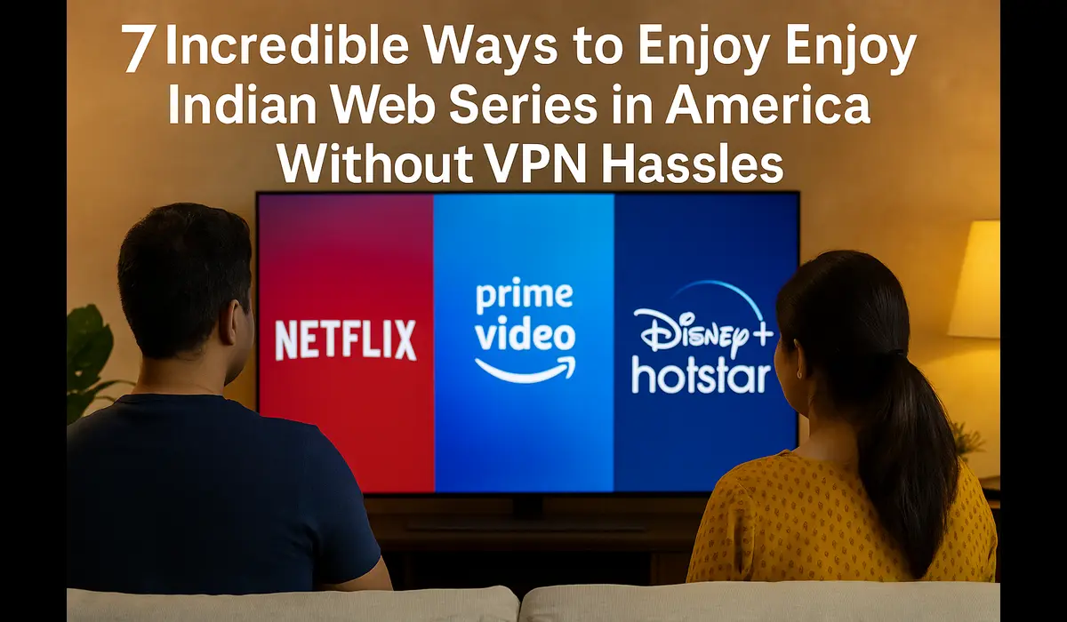 Indian couple exploring Indian OTT apps in USA.