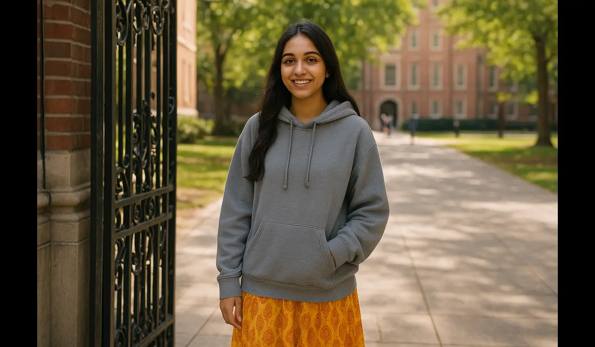 Indian college fashion meets USA street style outfit idea for women.