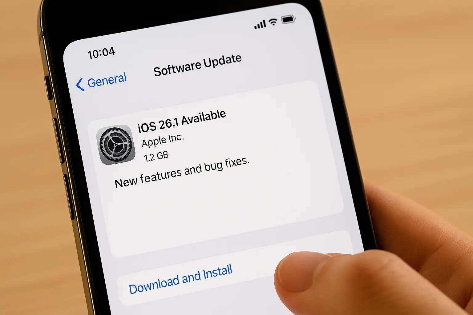 update iPhone to iOS 26.1 settings screen