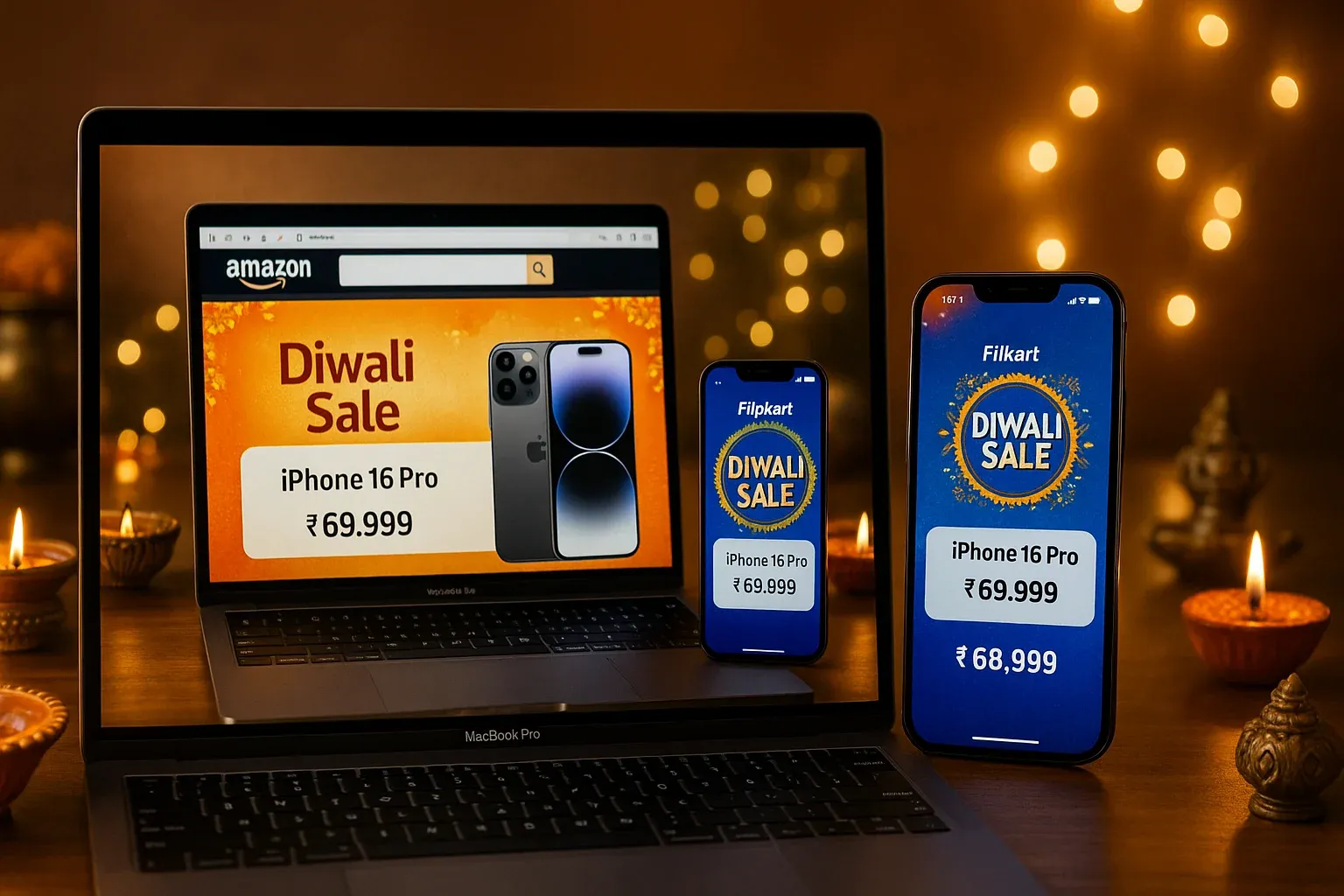 iPhone 16 Pro Flipkart and Amazon festive deals