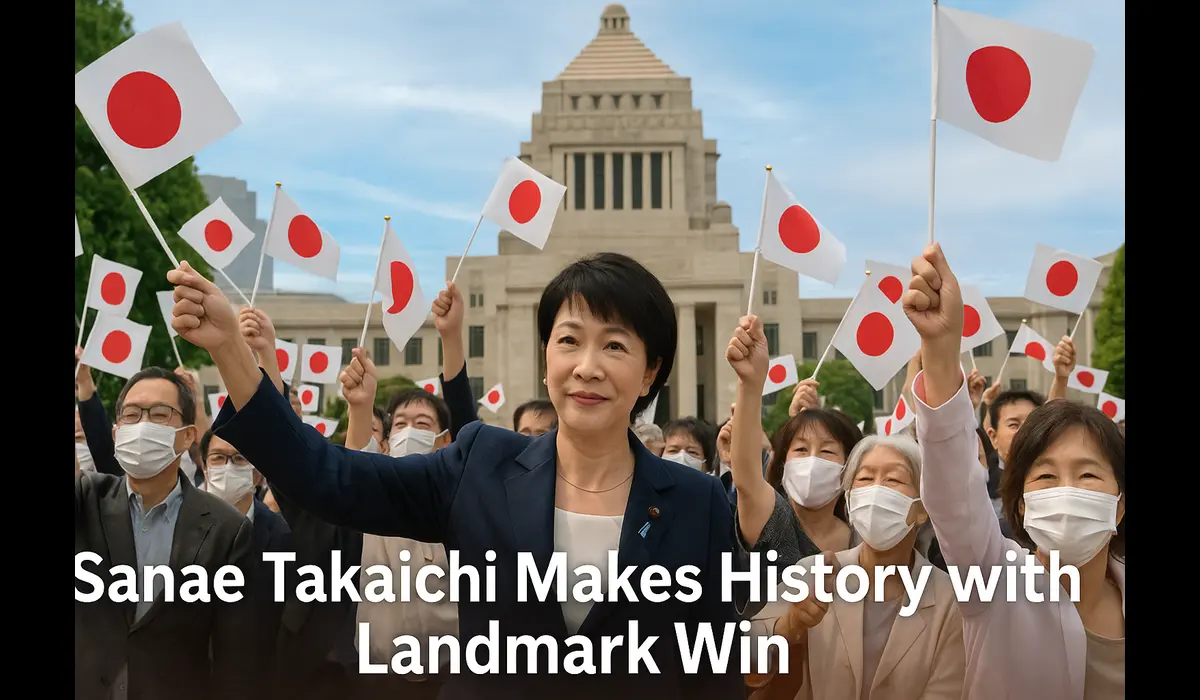 Citizens celebrate Sanae Takaichi Japan first female prime minister news.
