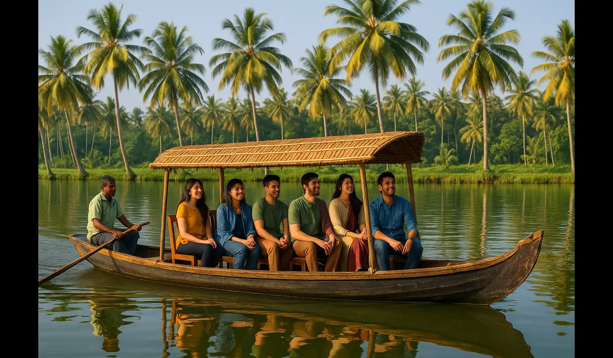 Kerala backwater exploration during Year-End Travel in India.