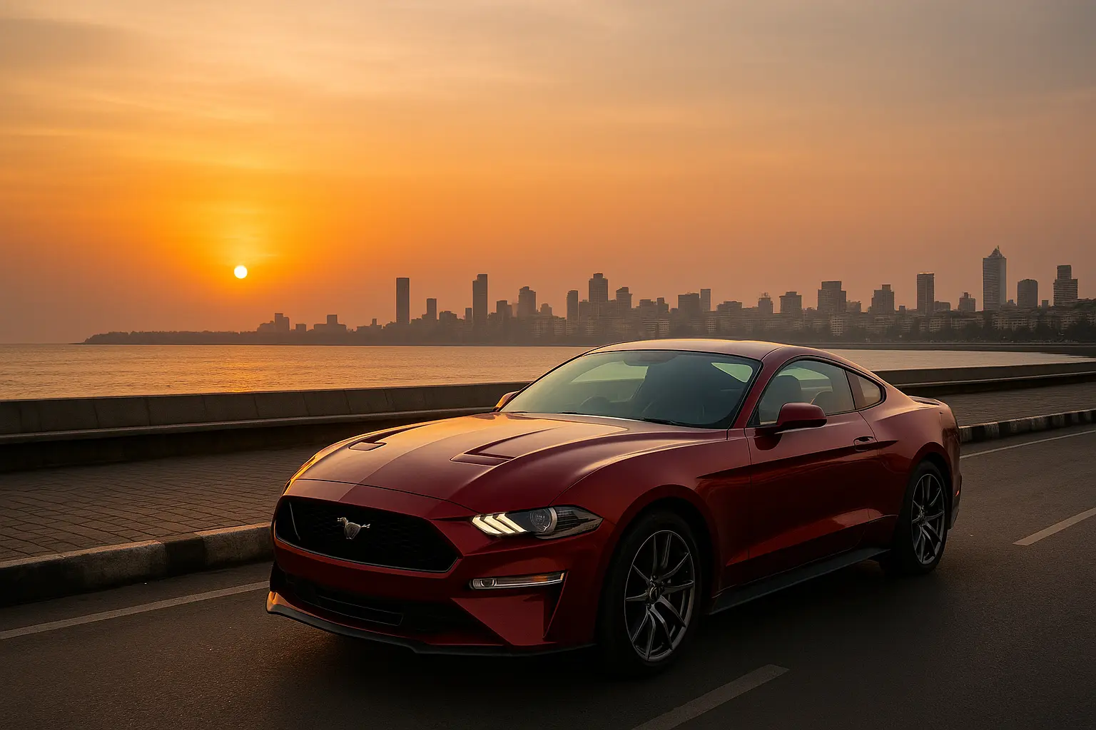 Ford Mustang American car admired in India.