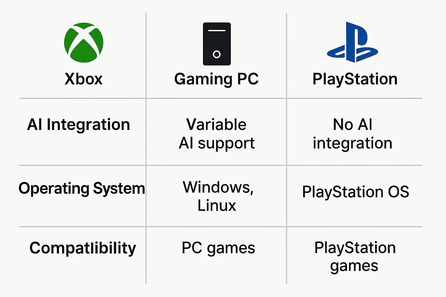 Xbox vs gaming PC vs PlayStation comparison