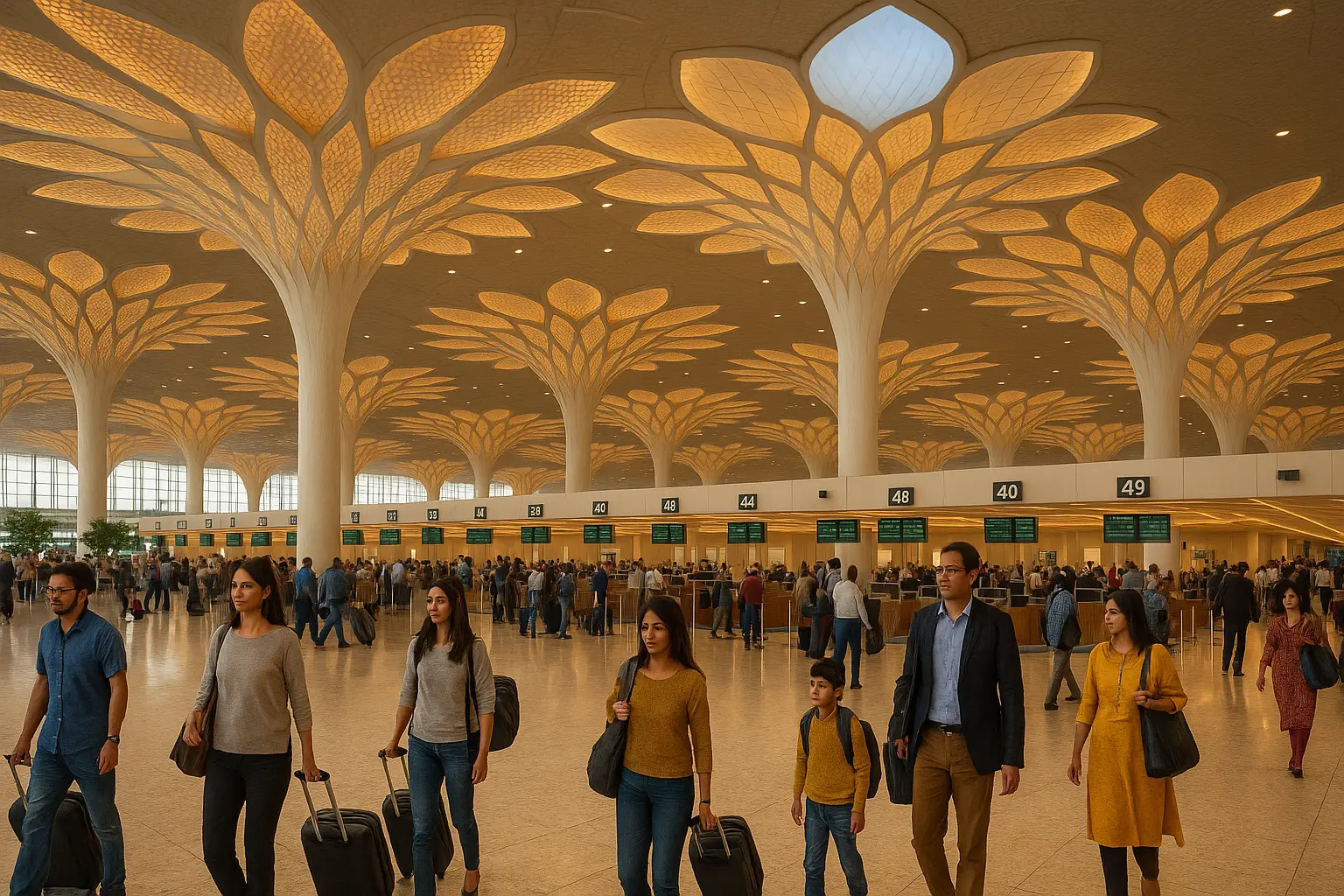 Navi Mumbai airport operations details interior design.