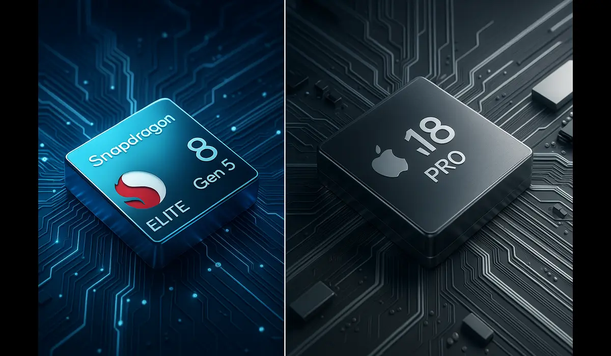 OnePlus 15 vs iPhone 16 performance comparison with Snapdragon and A18 Pro chips.