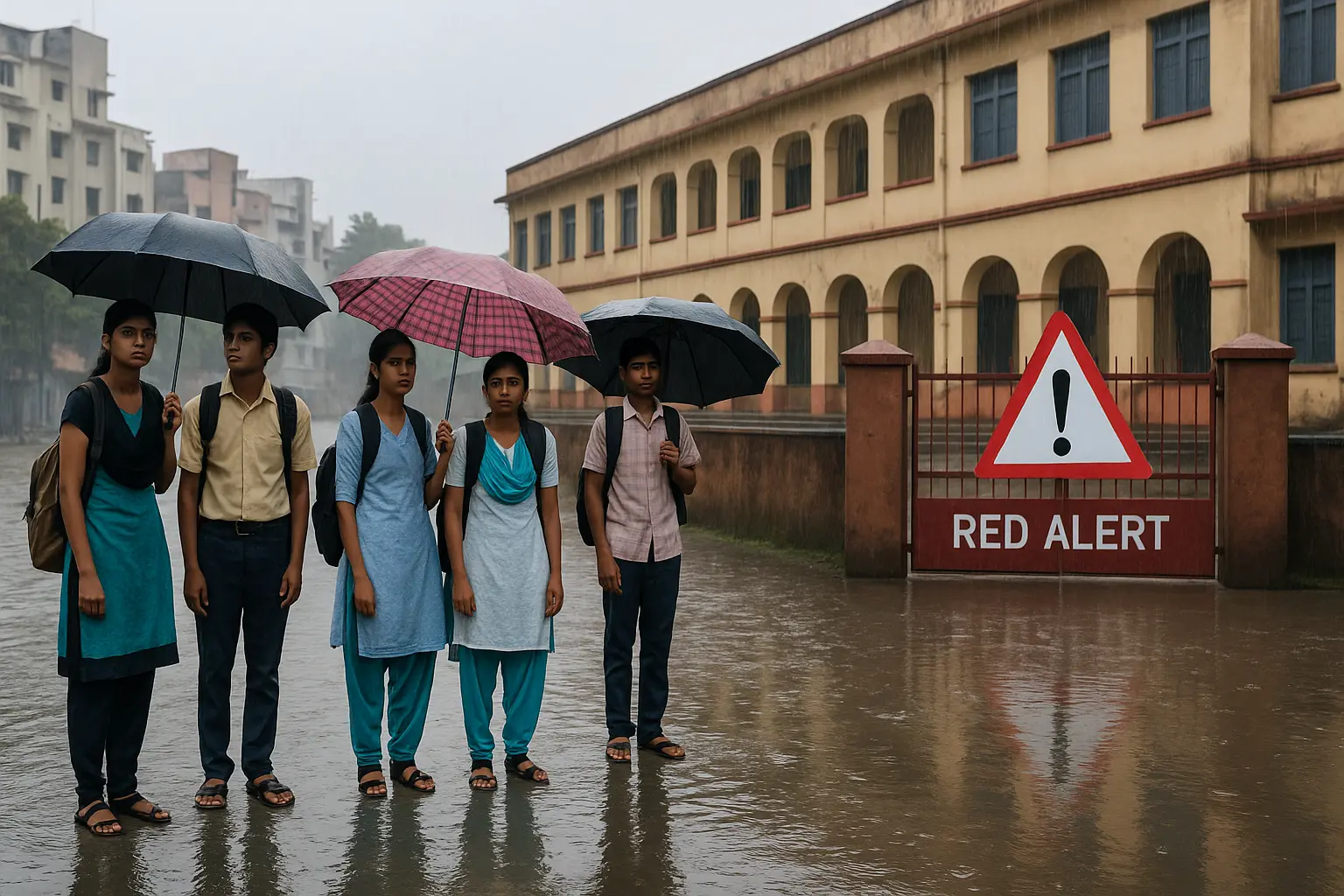 Tamil Nadu school students red alert rainfall
