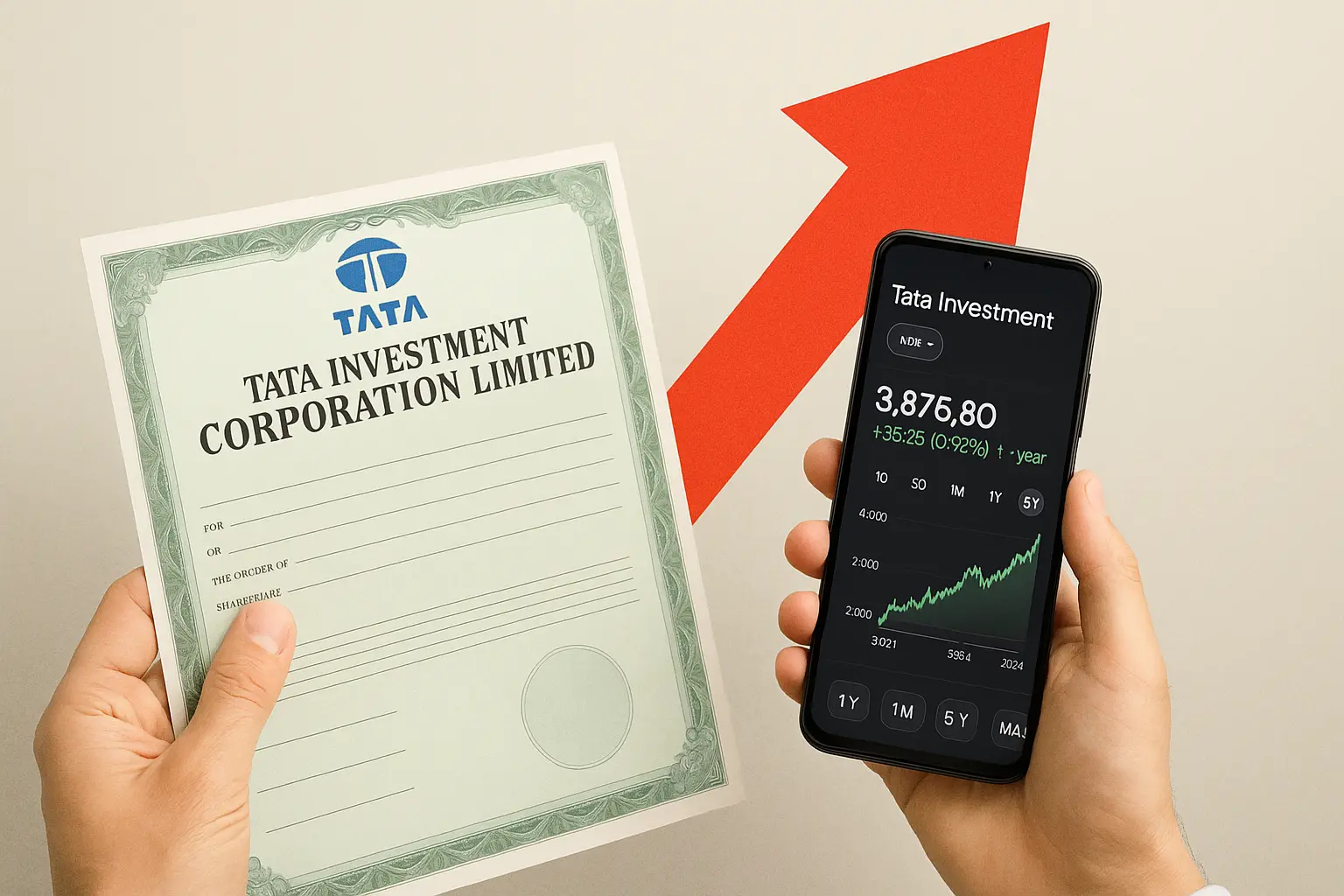 investor viewing tata investment share growth