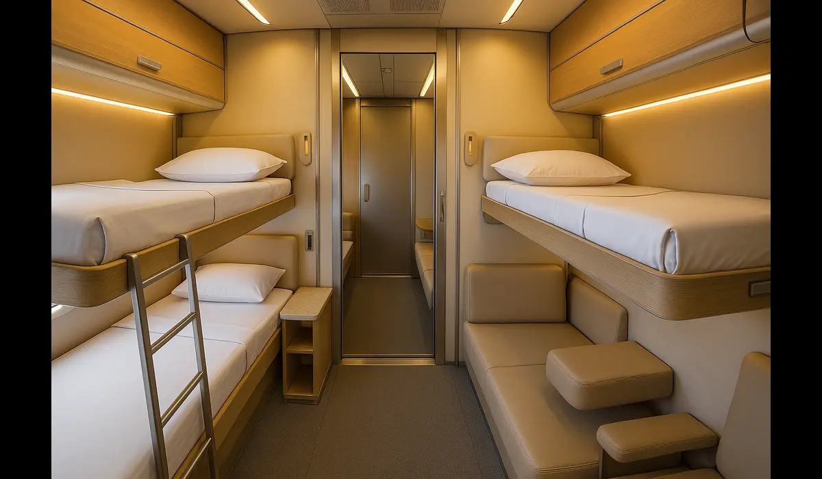 Vande Bharat first AC coach interior design 2025.