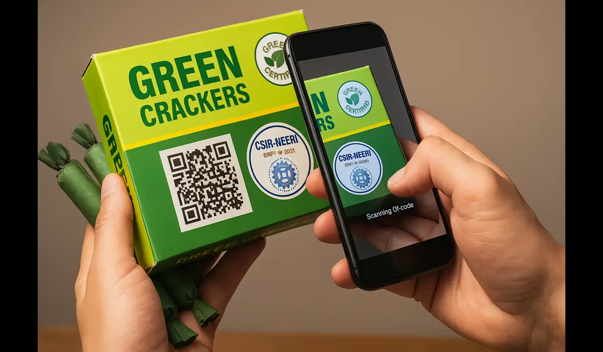 low smoke and noise pollution green firecrackers QR code