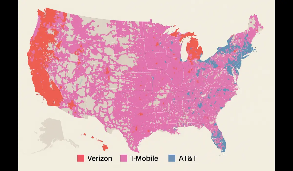 best phone plans 2025 5G coverage map USA