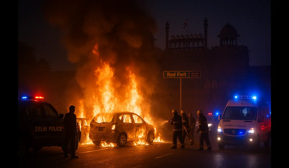8 Dead in Delhi Blast: Shocking Explosion Near Red Fort Sparks Nationwide Alarm Delhi blast near Red Fort traffic signal