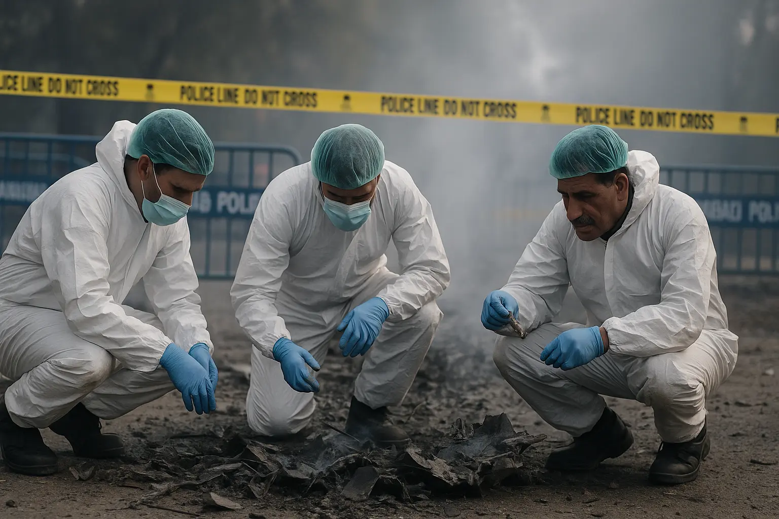 Forensic investigators examining Islamabad blast debris