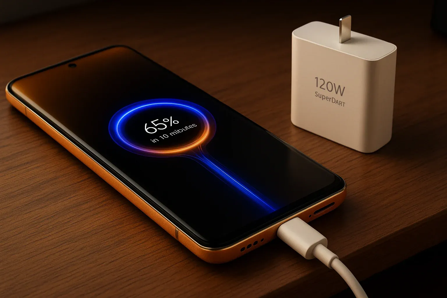 Realme GT 8 Pro charging via 120W SuperDart charger